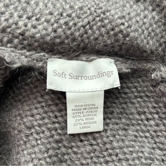 Soft Surroundings Telluride Topper Cardigan Gray Knit Sweater Coat Long Line L - Picture 12 of 14
